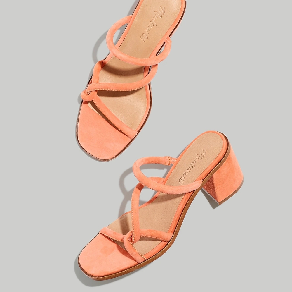 EUC Madewell Tayla Suede Sandals (coral)